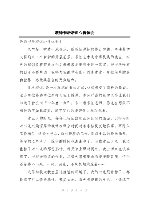 教师书法培训心得体会