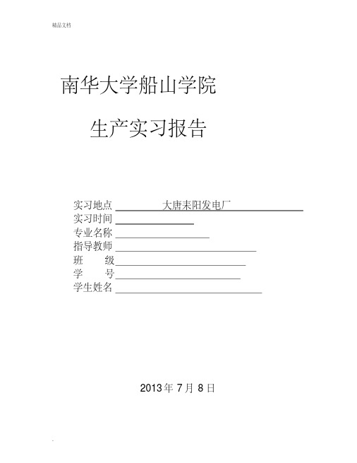 耒阳电厂实习报告