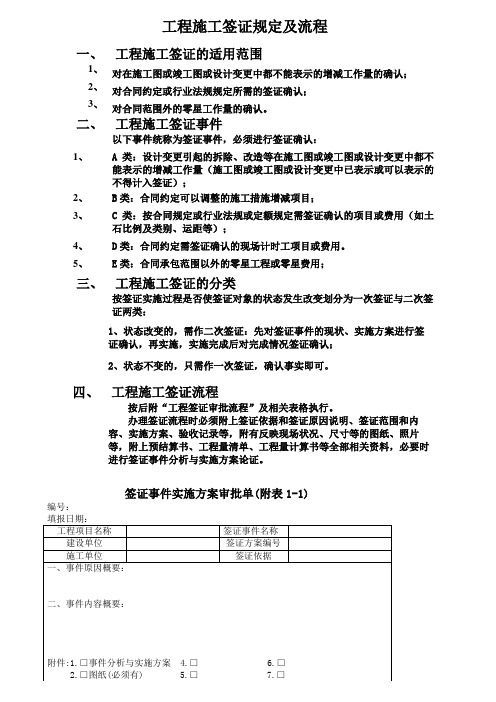 工程现场现场施工签证规定及操作规范