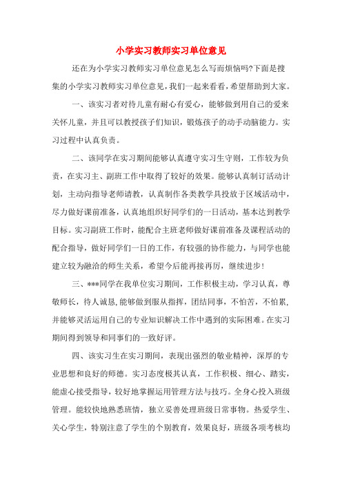 小学实习教师实习单位意见