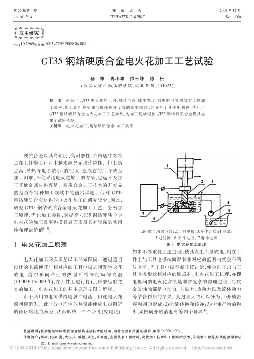 GT35钢结硬质合金电火花加工工艺试验