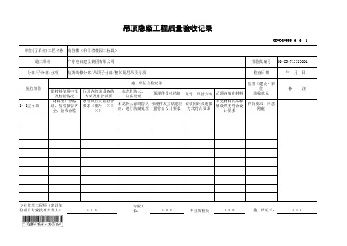 GD-C4-636 吊顶隐蔽工程质量验收记录