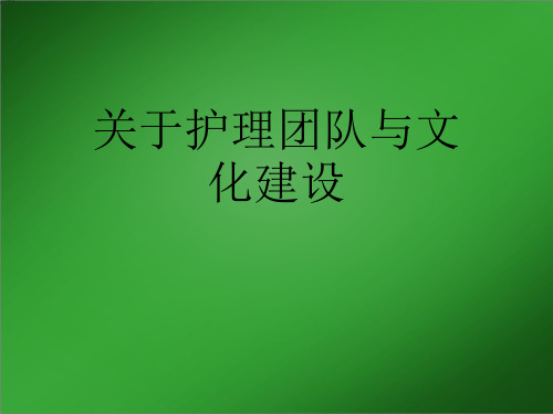 关于护理团队与文化建设课件