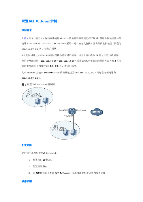 配置NAT Outbound示例