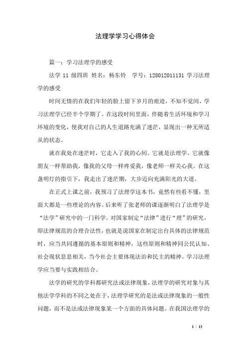 法理学学习心得体会