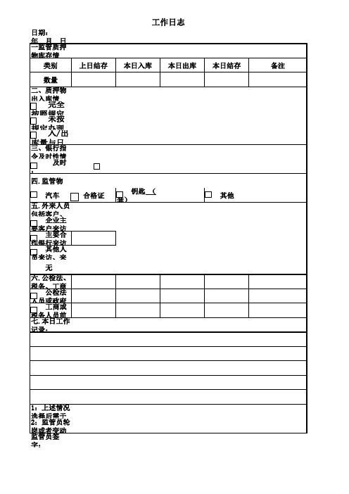 工作日志模板