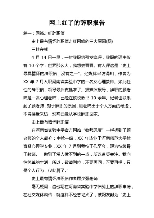 网上红了的辞职报告