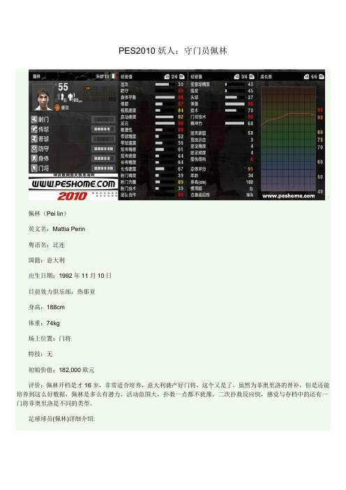 实况足球2010妖人图文推荐之 门将篇