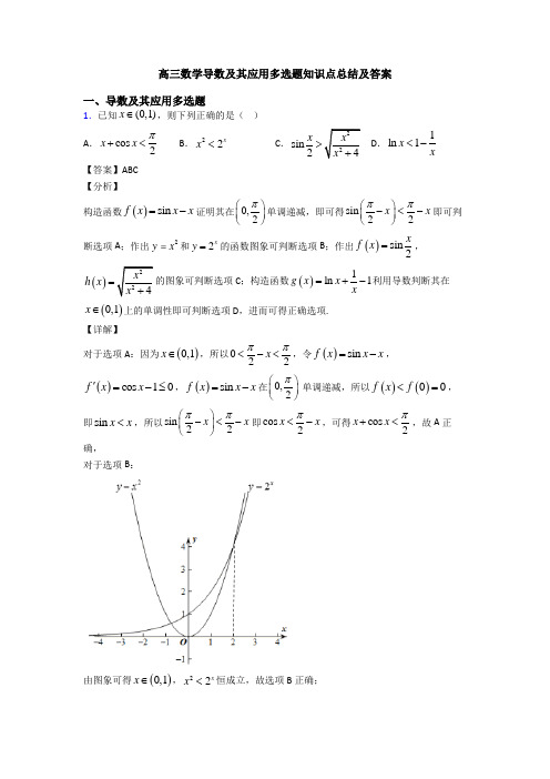 高三数学导数及其应用多选题知识点总结及答案