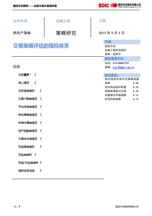 交易策略评估的指标体系