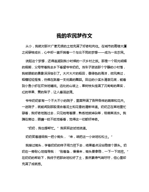 我的农民梦作文