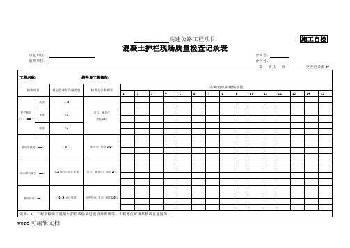 混凝土护栏现场质量检查记录表