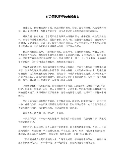 有关回忆青春的伤感散文