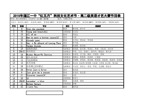 3. 2015年高二英语才艺大赛节目表