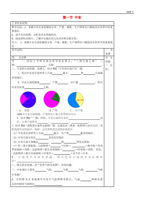 2020学年七年级地理下册 8.1《中东》教案2 (新版)新人教版