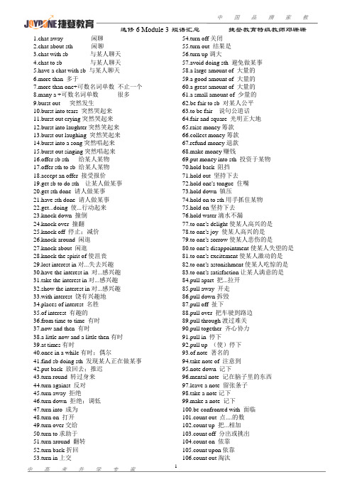 选修6 module 3 短语汇总