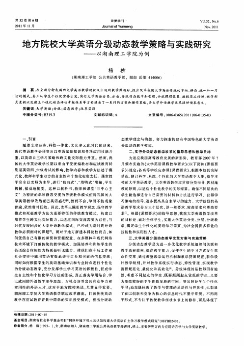 地方院校大学英语分级动态教学策略与实践研究——以湖南理工学院为例