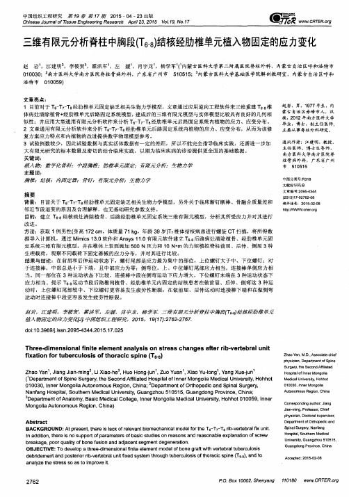 三维有限元分析脊柱中胸段(T~(6-8))结核经肋椎单元植入物固定