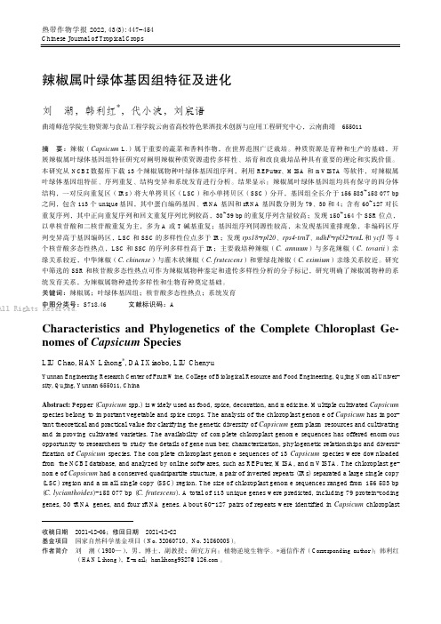 辣椒属叶绿体基因组特征及进化