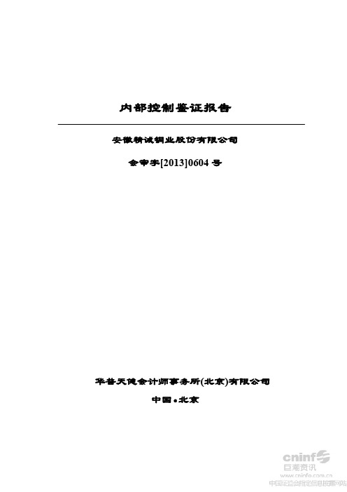 内部控制鉴证报告