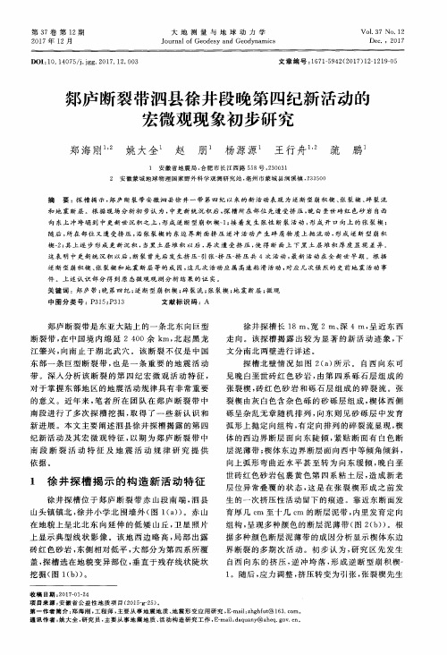 郯庐断裂带泗县徐井段晚第四纪新活动的宏微观现象初步研究