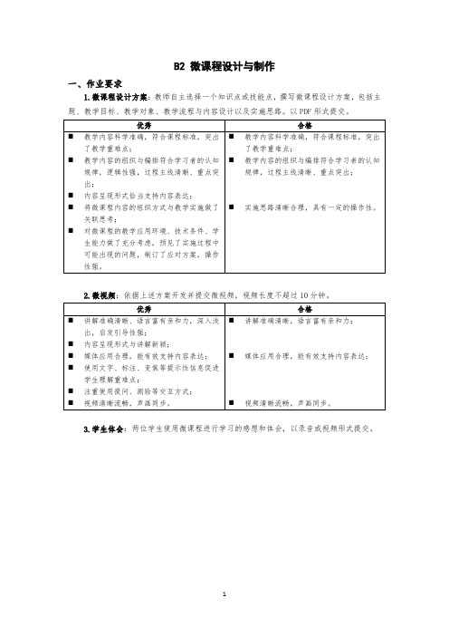 B2微课程设计与制作设计方案