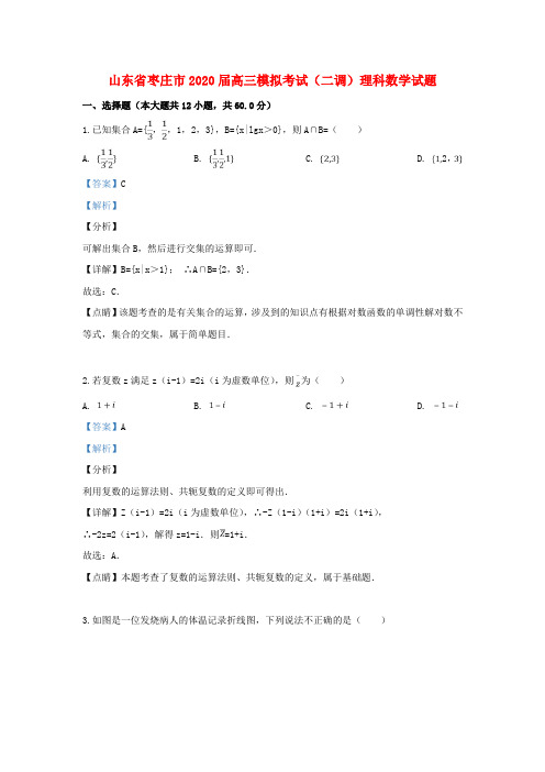 山东省枣庄市2020届高三数学第二次模拟考试试卷 理(含解析)