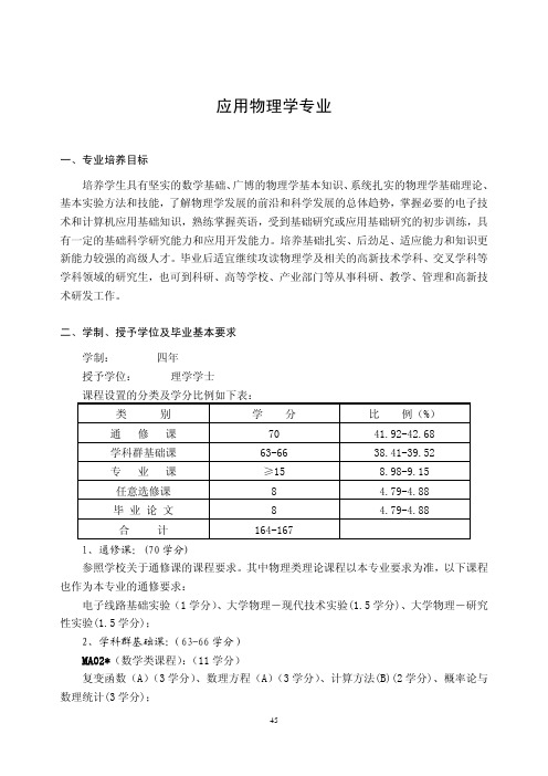 中科大应用物理系课程表