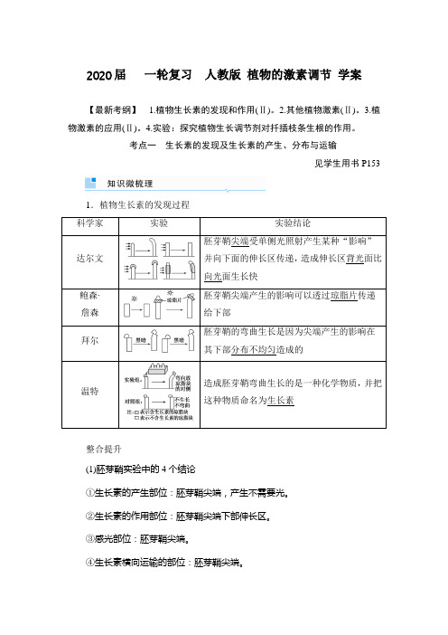 【生物】2020届一轮复习人教版植物的激素调节学案(1)