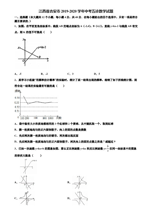 江西省吉安市2019-2020学年中考五诊数学试题含解析