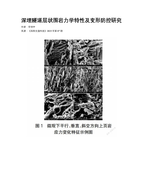 深埋隧道层状围岩力学特性及变形防控研究