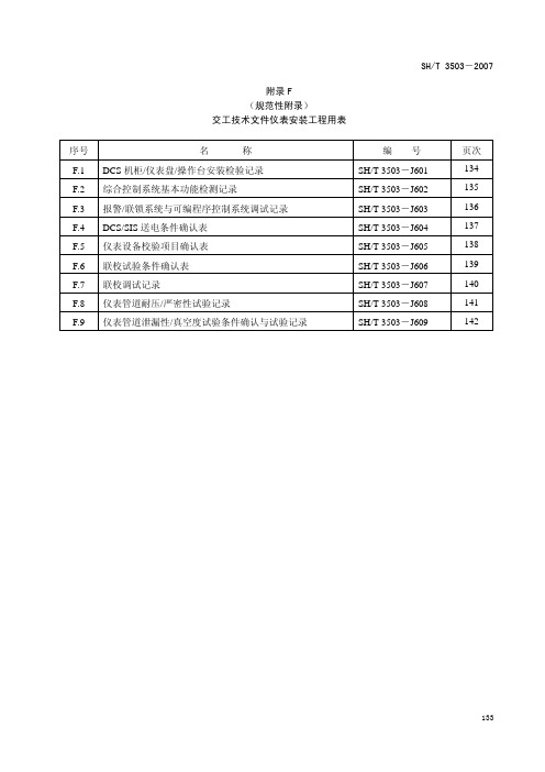 附录F 仪表工程用表格式