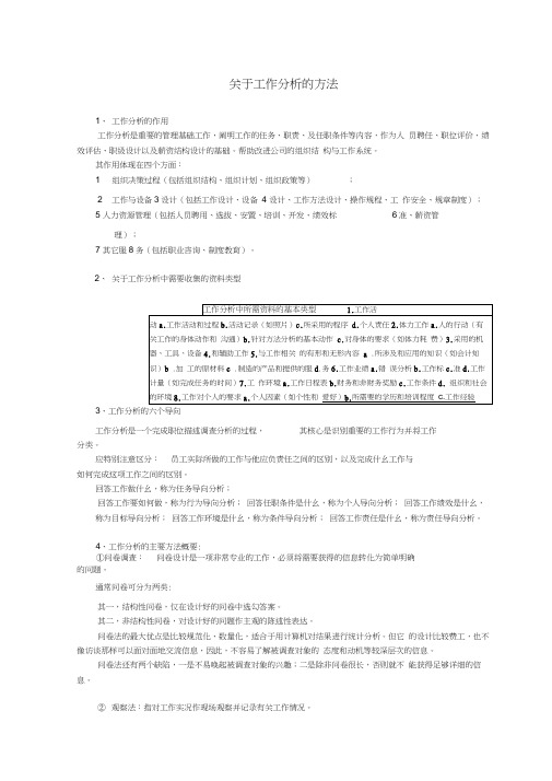 2020年(工作分析)关于工作岗位分析的方法及工作分析的作用