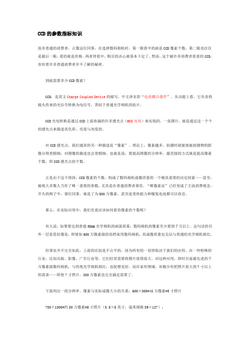 CCD的参数指标知识