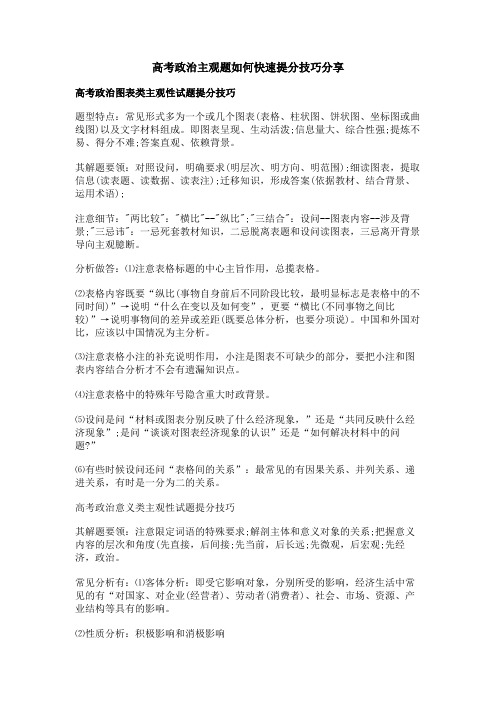 高考政治主观题如何快速提分技巧分享