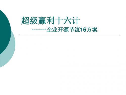 超级赢利十六计企业开源节流16的方案