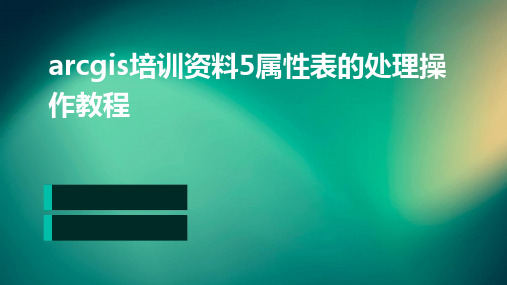 Arcgis培训资料5属性表的处理操作教程