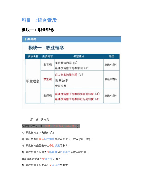 综合素质——模块一：职业理念(4个单选+1个材料分析,共22分)