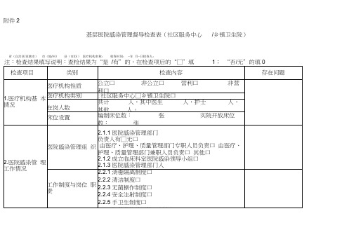 基层医院感染管理督导检查表