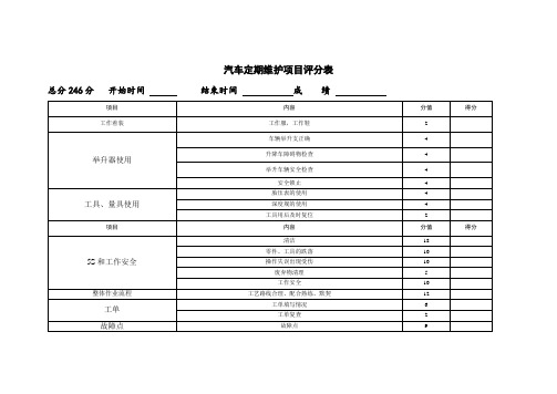 汽车定期维护项目评分表【模板】