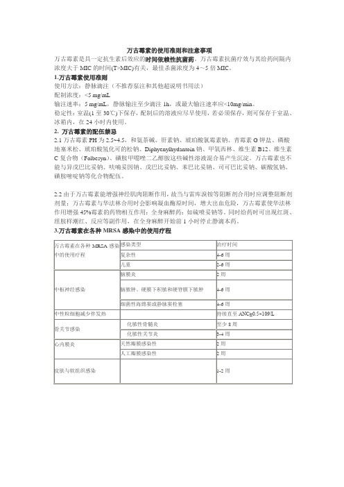 万古霉素的使用准则和注意事项