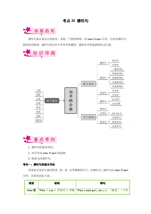 【考点梳理 中考英语总复习】考点20 感叹句(原卷版)