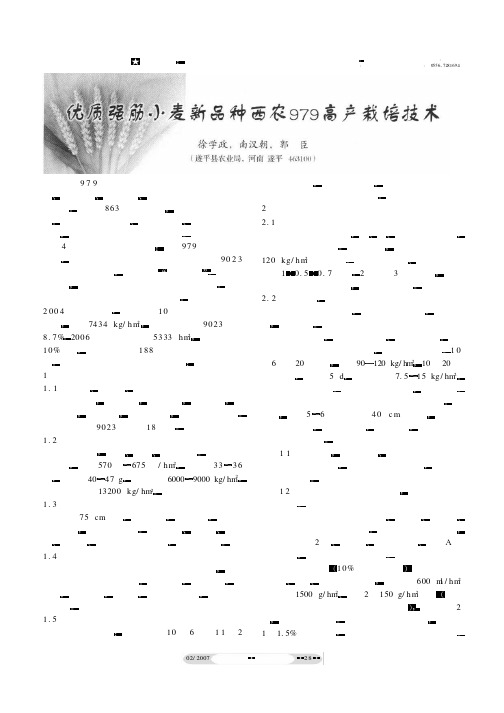 优质强筋小麦新品种西农979高产栽培技术