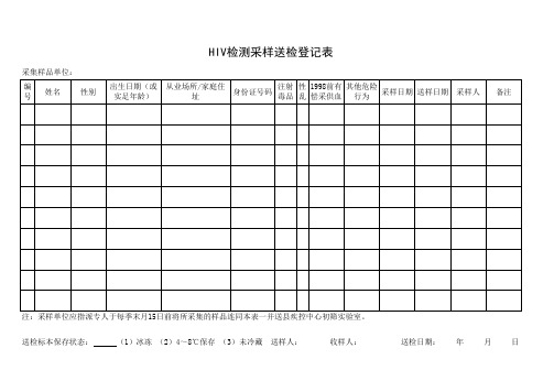 (14)HIV检测采样送检登记表(使用单位无需铅印,用时电脑打印)