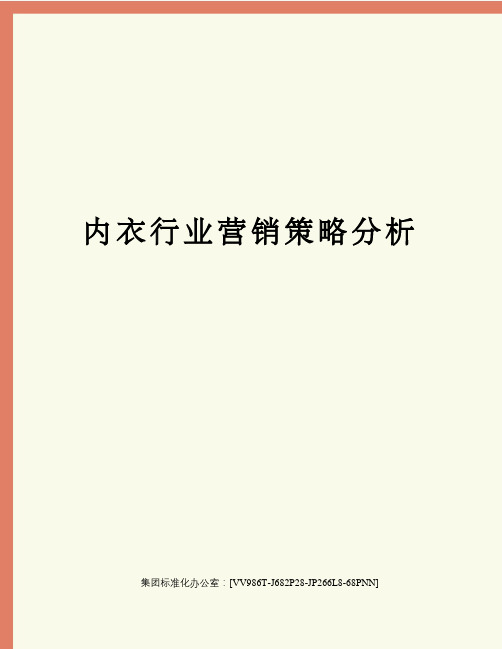 内衣行业营销策略分析