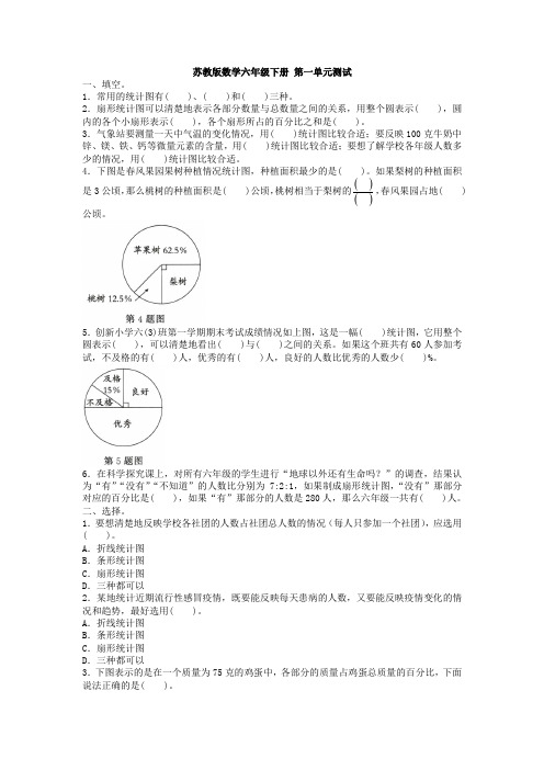 苏教版六年级下册数学试题- 第一单元测试  含答案