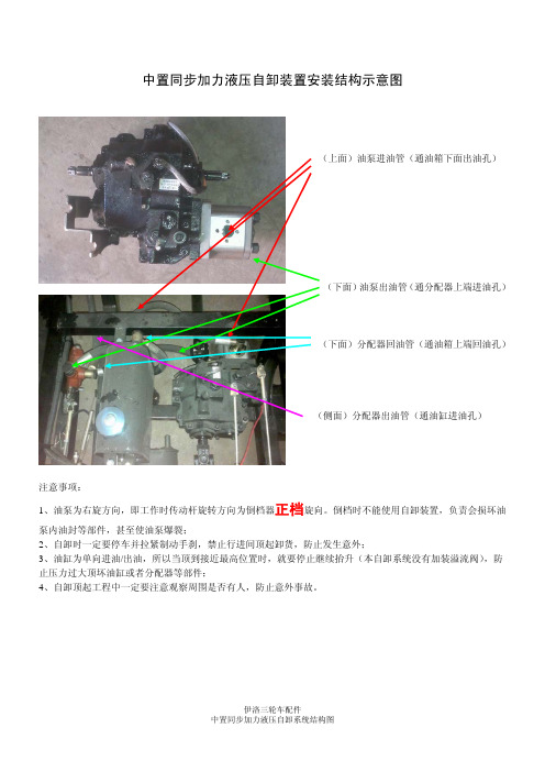 中置同步加力液压自卸装置安装结构示意图