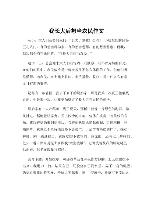 我长大后想当农民作文