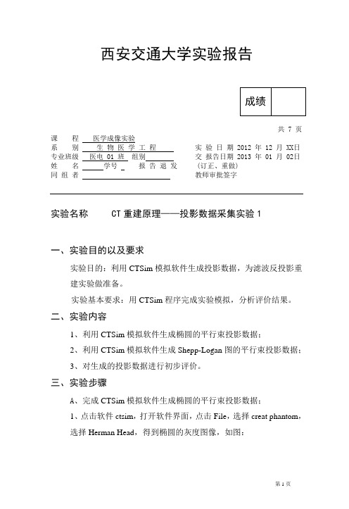 CT仿真实验报告