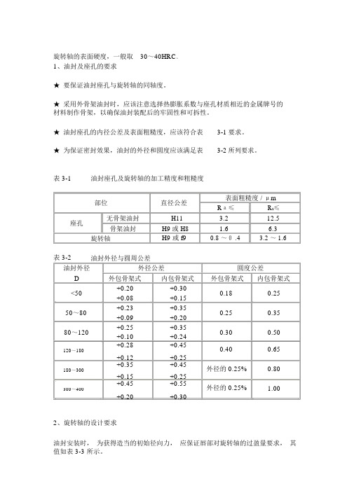 油封和轴地配合尺寸